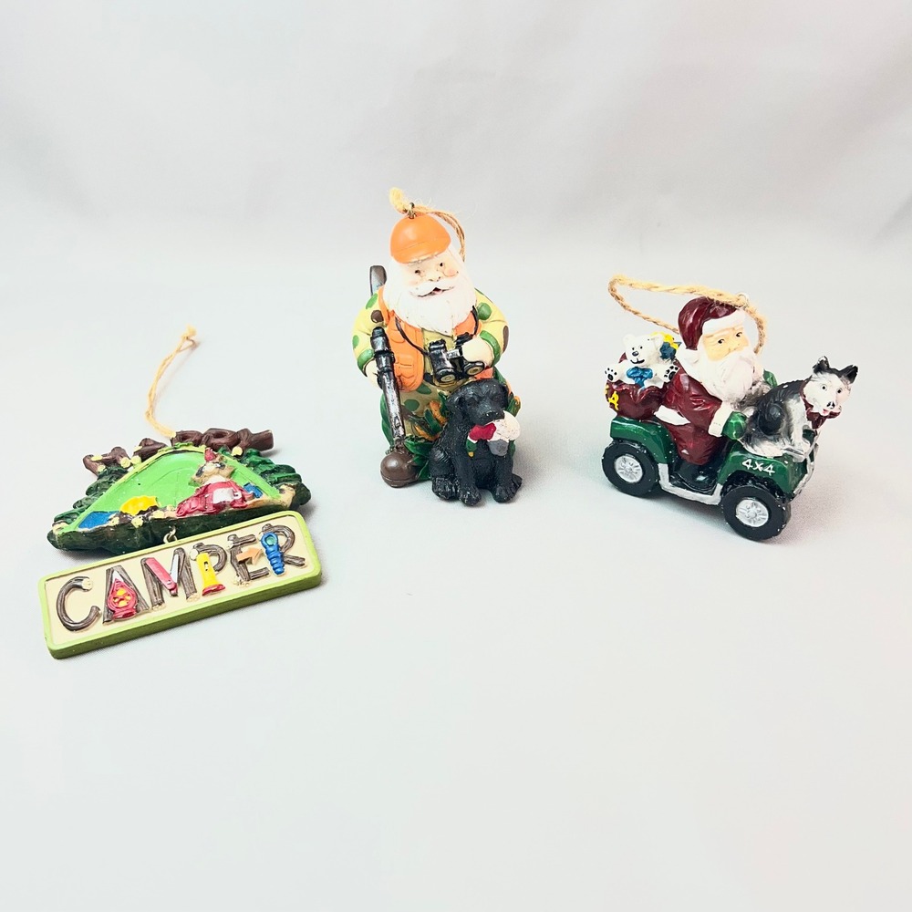 Unbranded Christmas Ornaments Set 3 Multicolor Good Hunting ATV Camper Outdoors